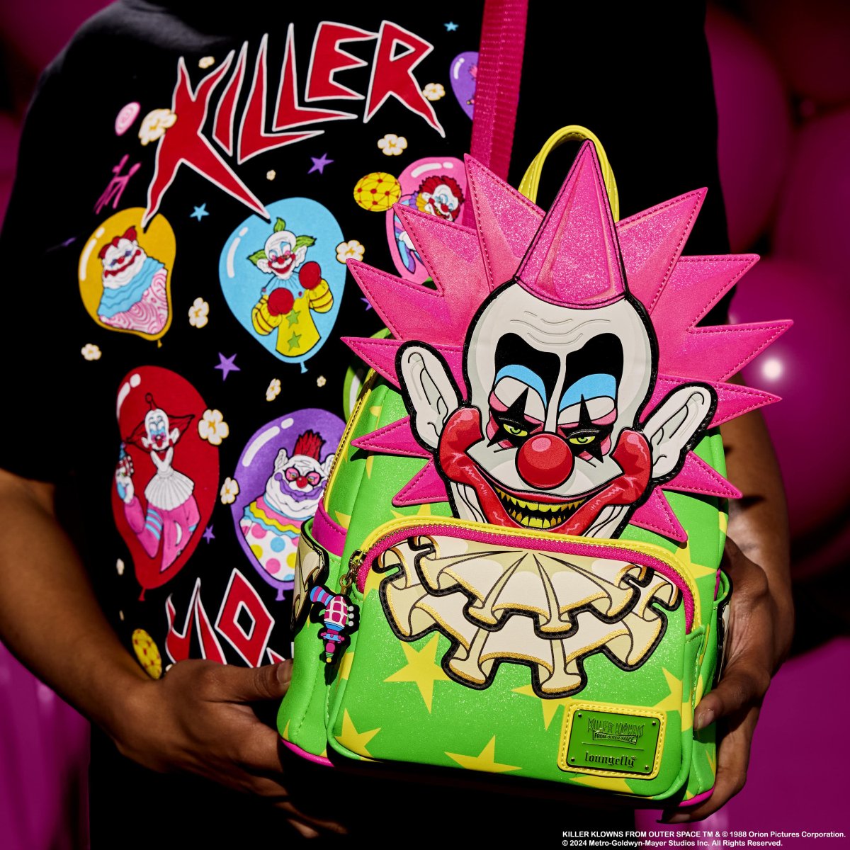 NYCC Limited Edition Killer Klowns Spikey Glitter Cosplay Glow Mini Backpack - Figurine Bags Killer Klowns from Outer Space - vue 2