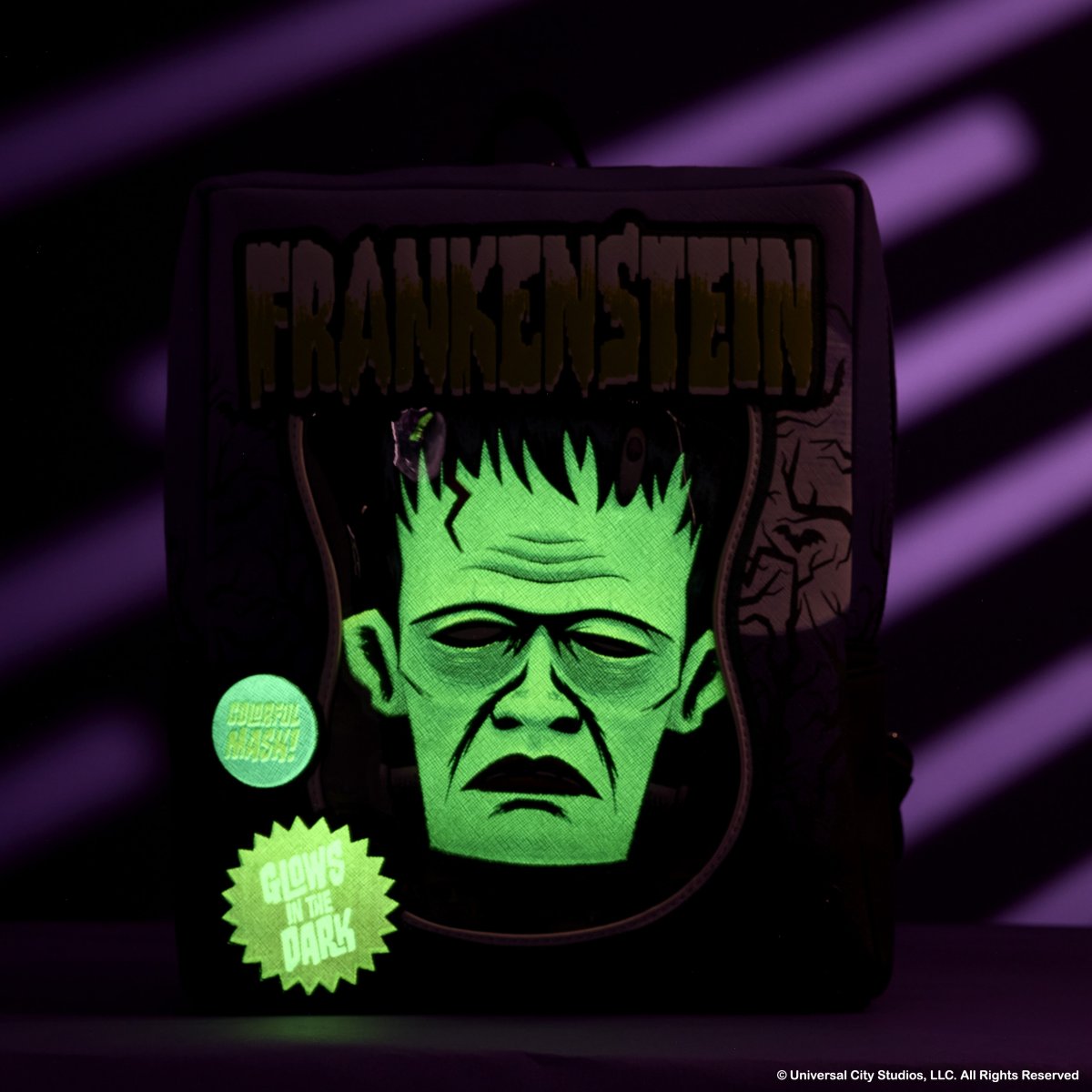 Universal Monsters Frankenstein Mask Glow Mini Backpack With Coin Bag - Figurine Bags Universal Monsters - vue 3