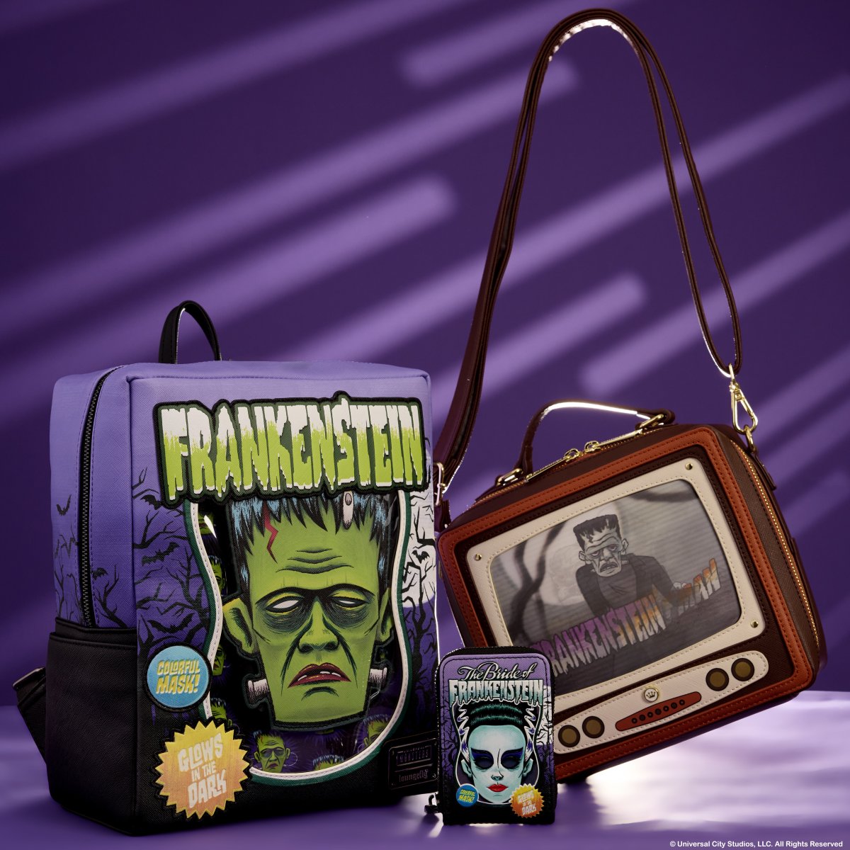Universal Monsters Frankenstein Mask Glow Mini Backpack With Coin Bag - Figurine Bags Universal Monsters - vue 4