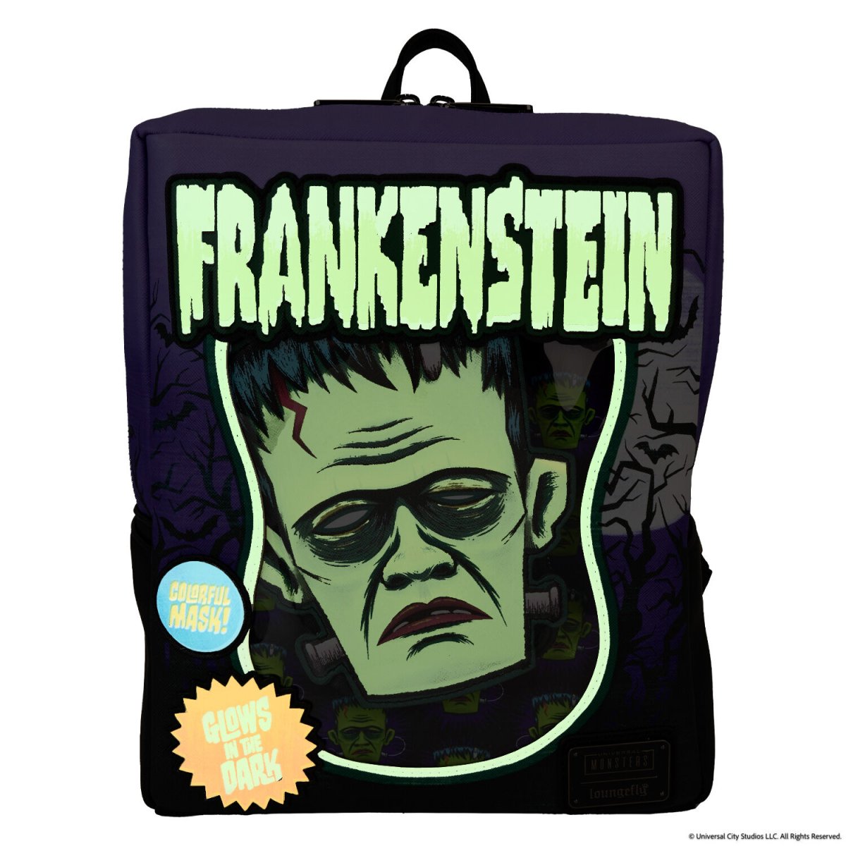 Universal Monsters Frankenstein Mask Glow Mini Backpack With Coin Bag - Figurine Bags Universal Monsters - vue 5