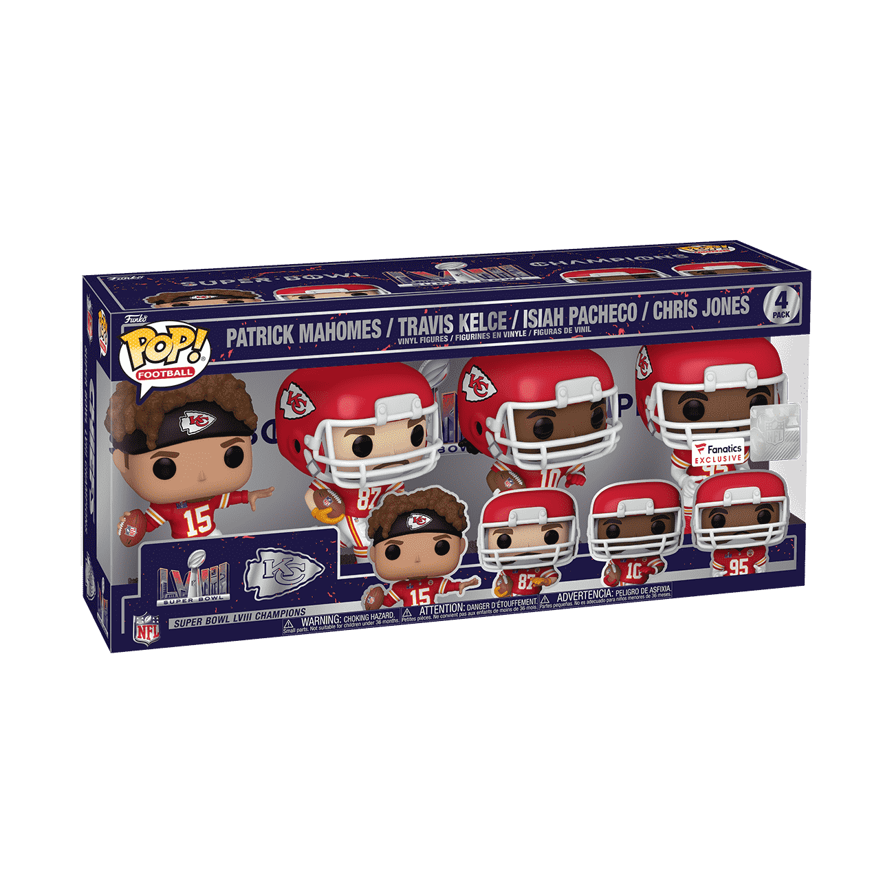 Pop! Kansas City Chiefs Super Bowl 2024 4-Pack - Figurine Pop! NFL - vue 2
