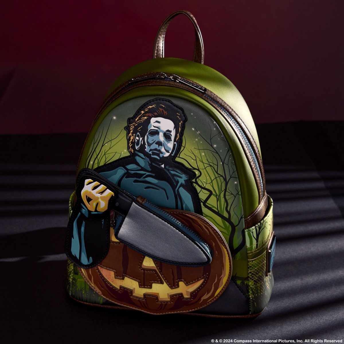 Halloween Michael Myers Pumpkin Glow Mini Backpack With Coin Bag - Figurine Bags Halloween - vue 2