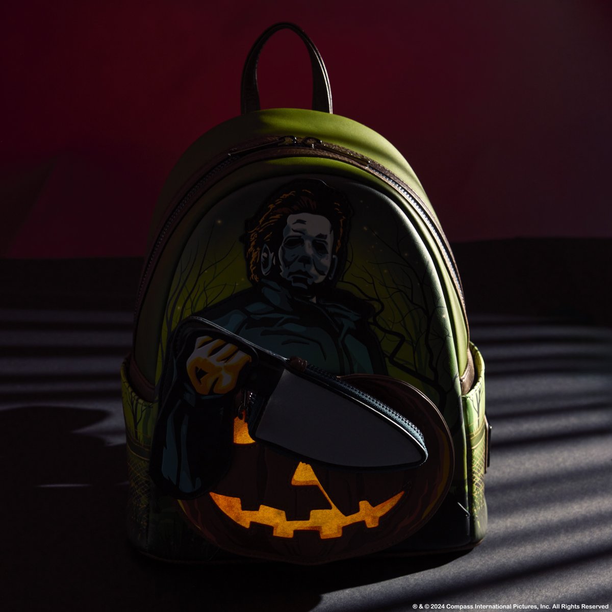 Halloween Michael Myers Pumpkin Glow Mini Backpack With Coin Bag - Figurine Bags Halloween - vue 3