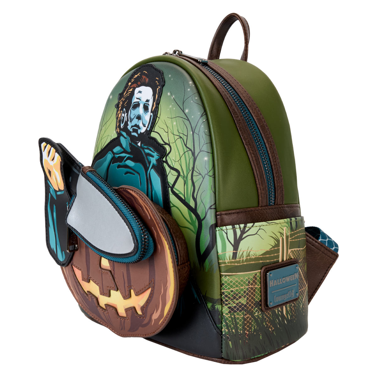 Halloween Michael Myers Pumpkin Glow Mini Backpack With Coin Bag - Figurine Bags Halloween - vue 7
