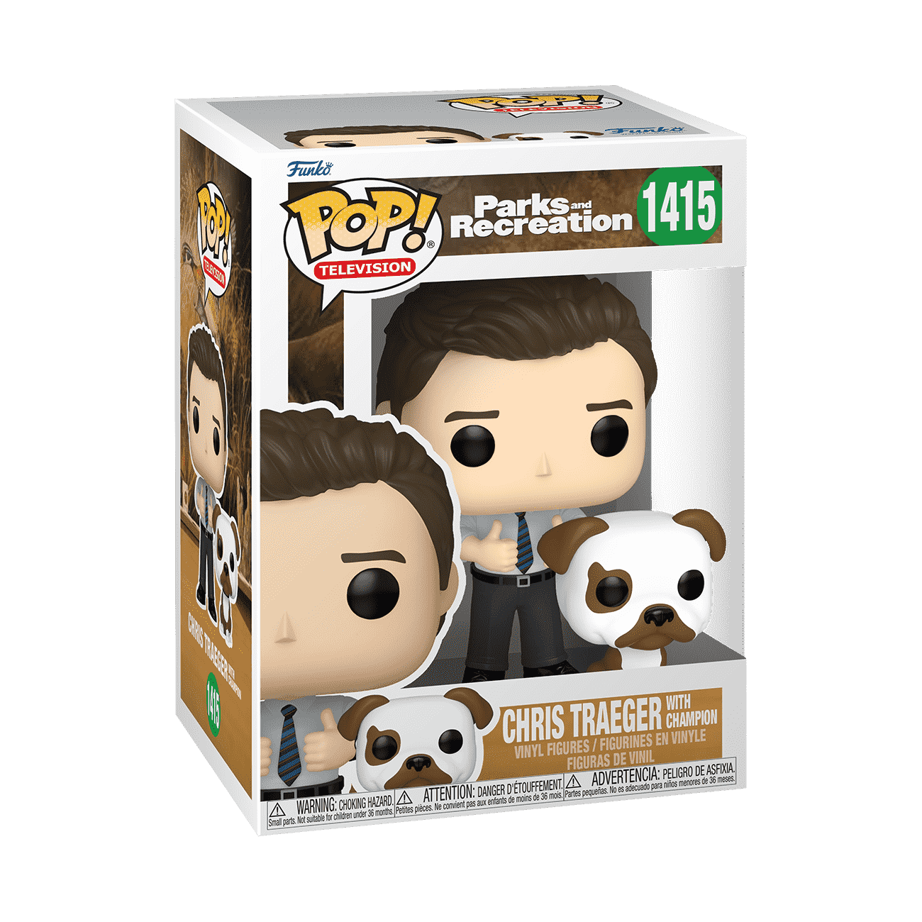 Pop! & Buddy Chris Traeger with Champion - Figurine Pop! Parks and Recreation - vue 2