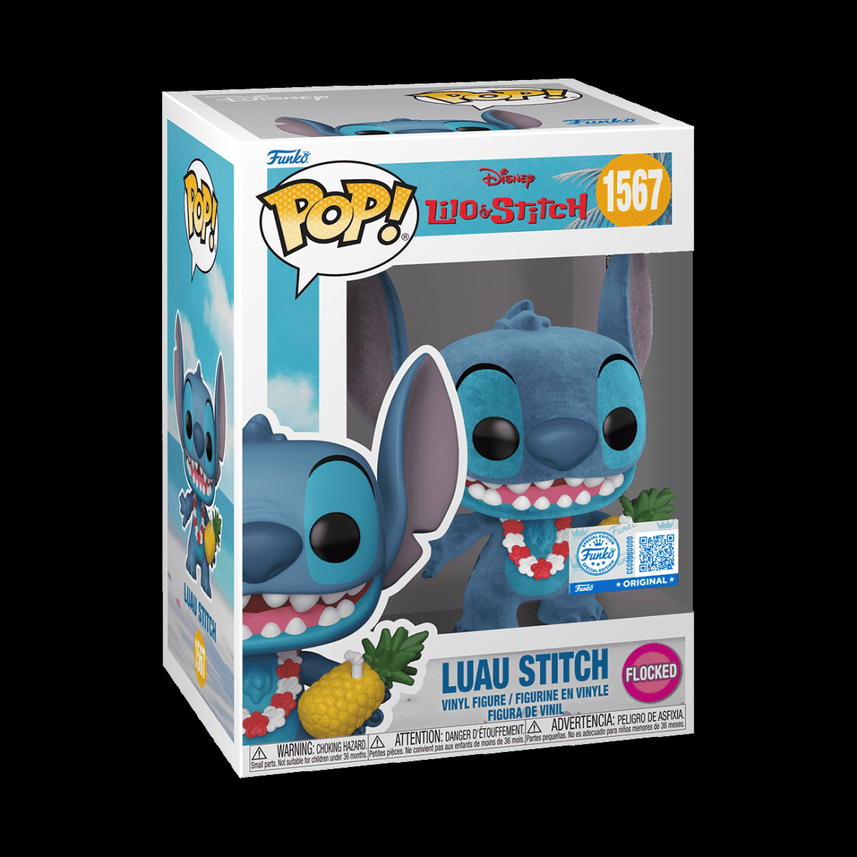 Pop! Luau Stitch (Flocked) - Figurine Pop! Disney - vue 2