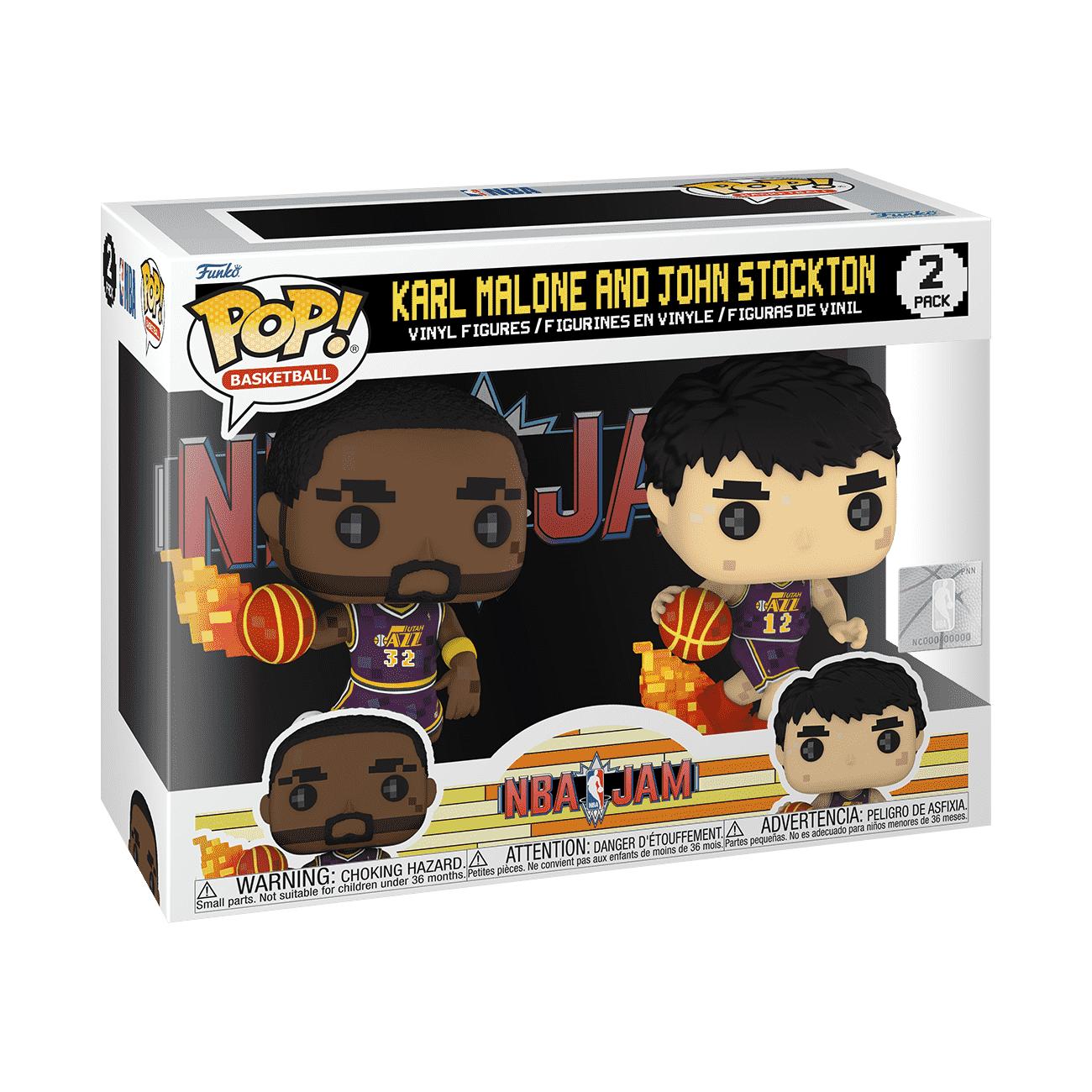 Pop! 8-Bit Karl Malone & John Stockton 2-Pack - Figurine Pop! NBA - vue 2