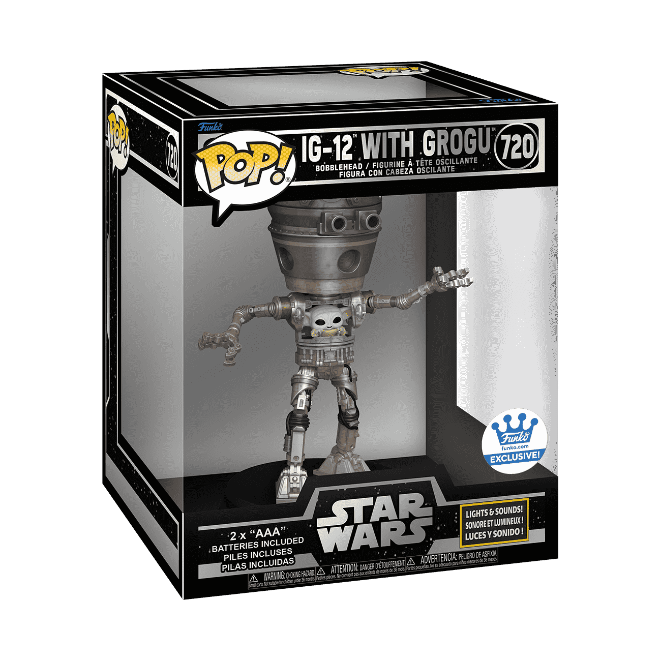 Pop! Deluxe Lights and Sounds IG-12 with Grogu - Figurine Pop! Star Wars - vue 2