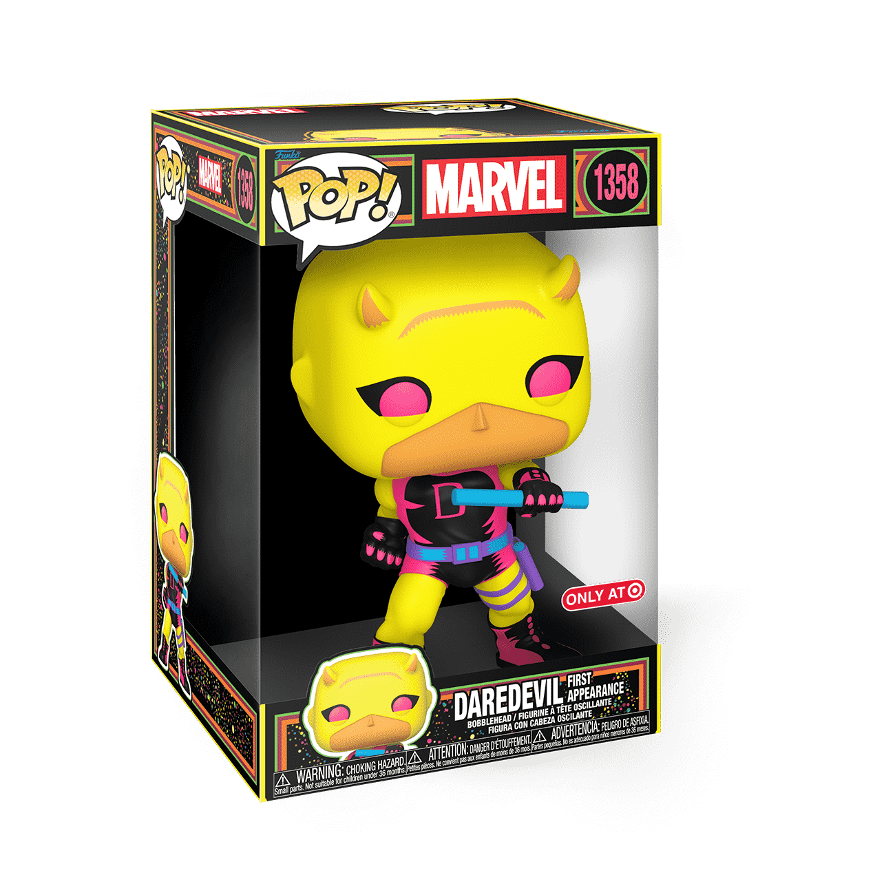 Pop! Jumbo Daredevil (Yellow & Red) (Black Light) - Figurine Pop! Marvel - vue 2
