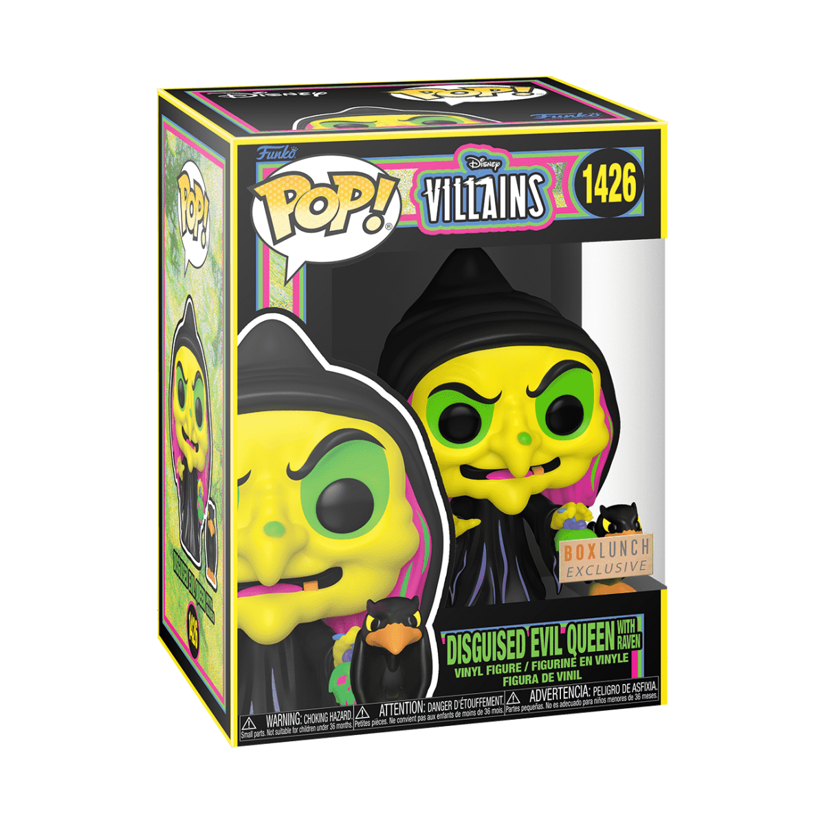 Pop! & Buddy Disguised Evil Queen with Raven (Black Light) - Figurine Pop! Disney - vue 2