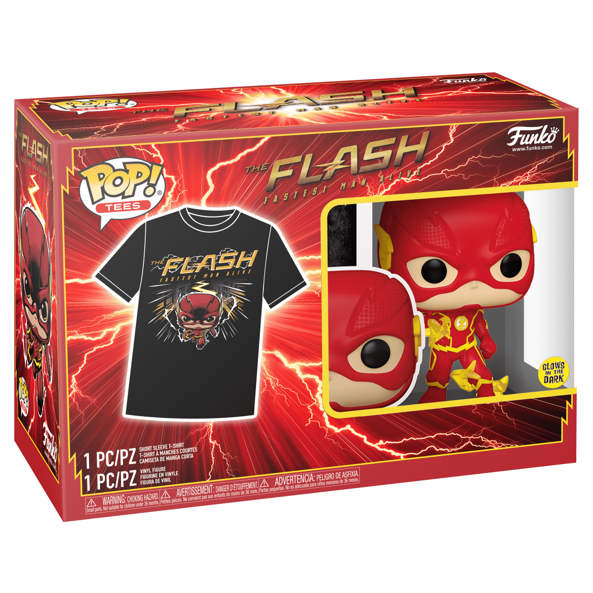 Pop! & Tee The Flash (Glow) - Figurine Pop! & Tee DC Comics - vue 2
