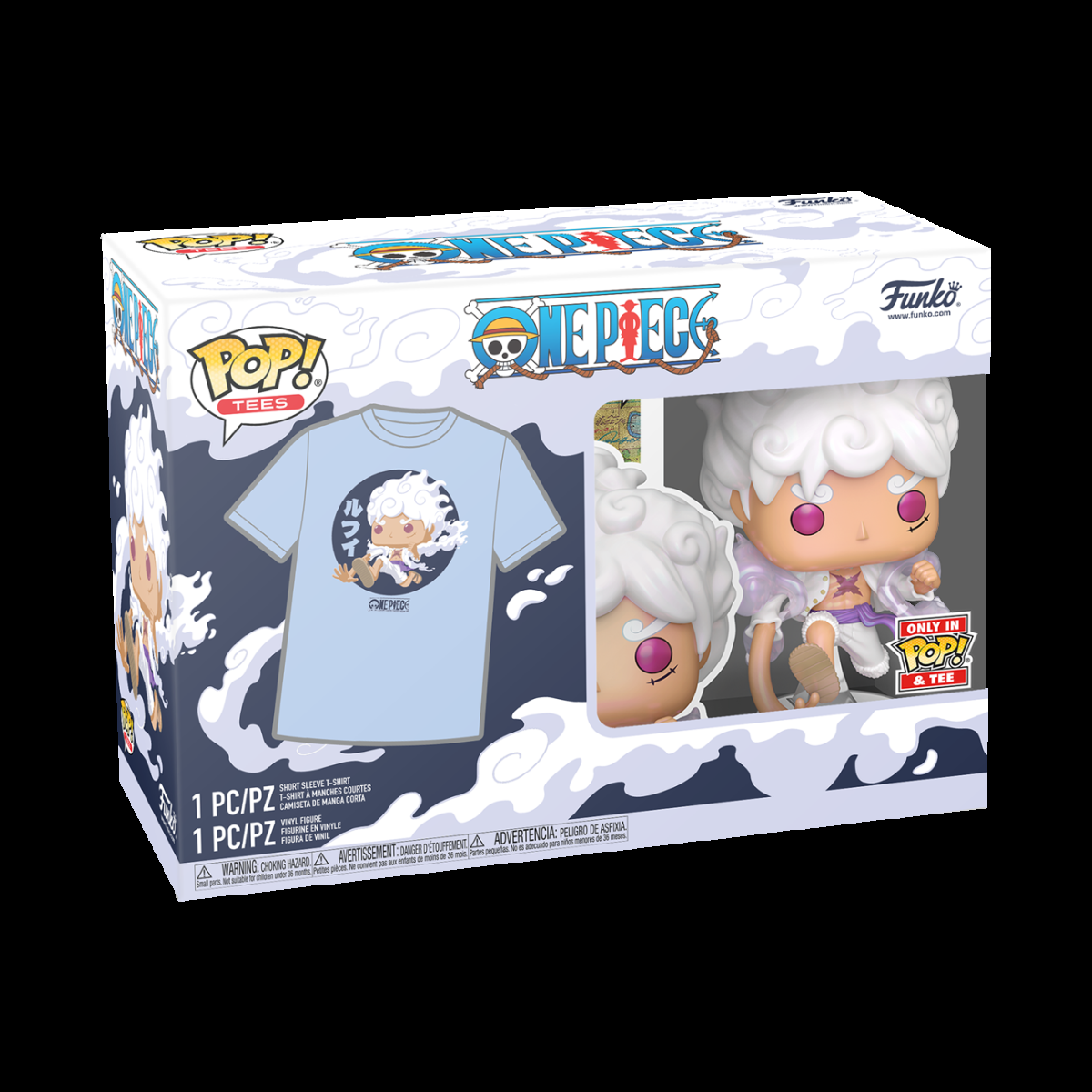 Pop! & Tee Luffy (Gear Five) - Figurine Pop! & Tee One Piece - vue 2