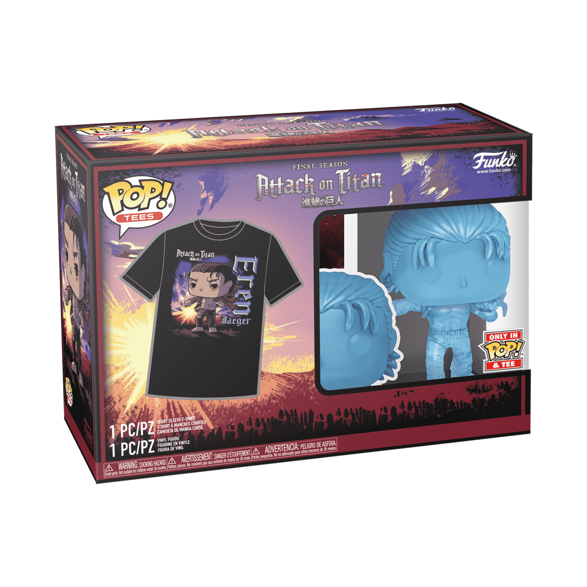 Pop! & Tee Eren Jaeger - Figurine Pop! & Tee Attack on Titan - vue 2
