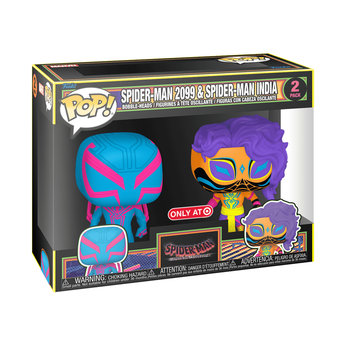 Pop! Spider-Man 2099 & Spider-Man India (Black Light) 2-Pack - Figurine Pop! Marvel - vue 2