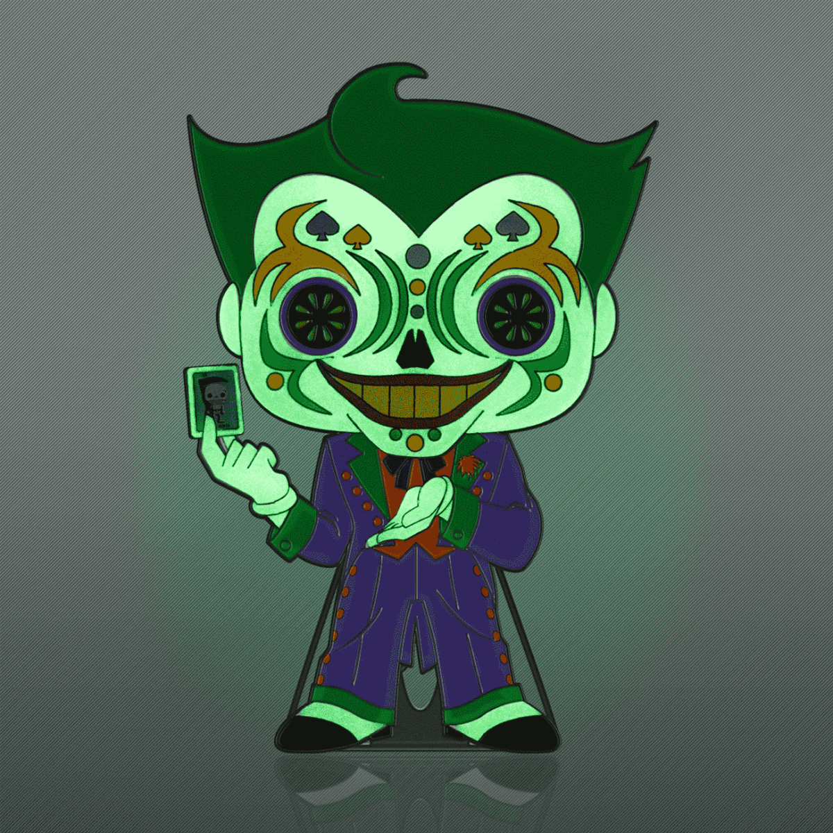 Pop! Pin The Joker (Dia De Los DC) (Glow) - Figurine Pins DC Comics - vue 3