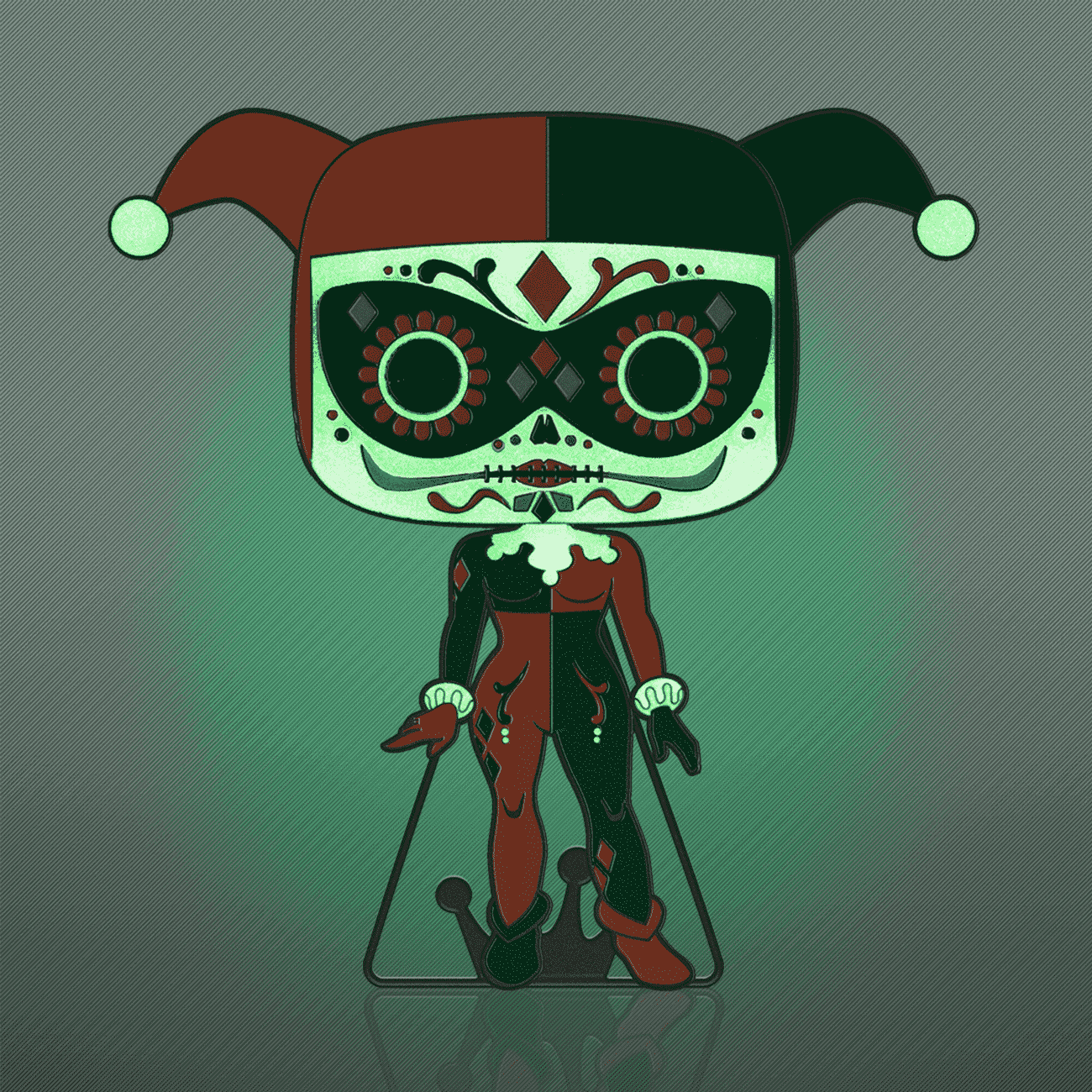 Pop! Pin Harley Quinn (Dia De Los DC) (Glow) - Figurine Pins DC Comics - vue 3