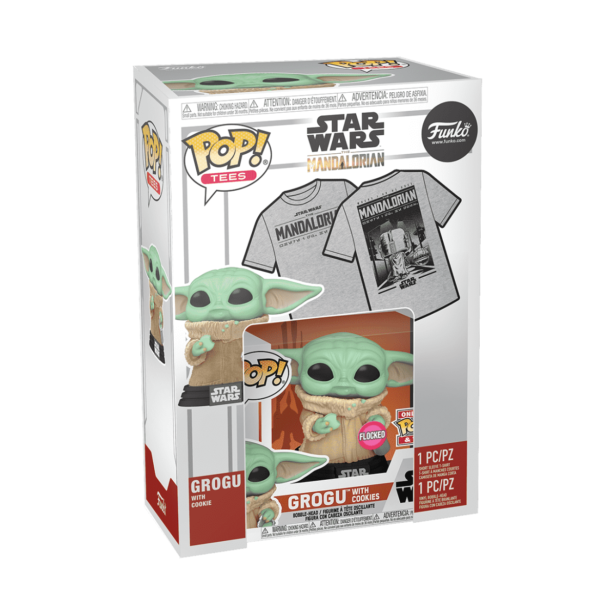 Pop! & Tee The Mandalorian Grogu with Cookies (Flocked) - Figurine Apparel Star Wars - vue 2