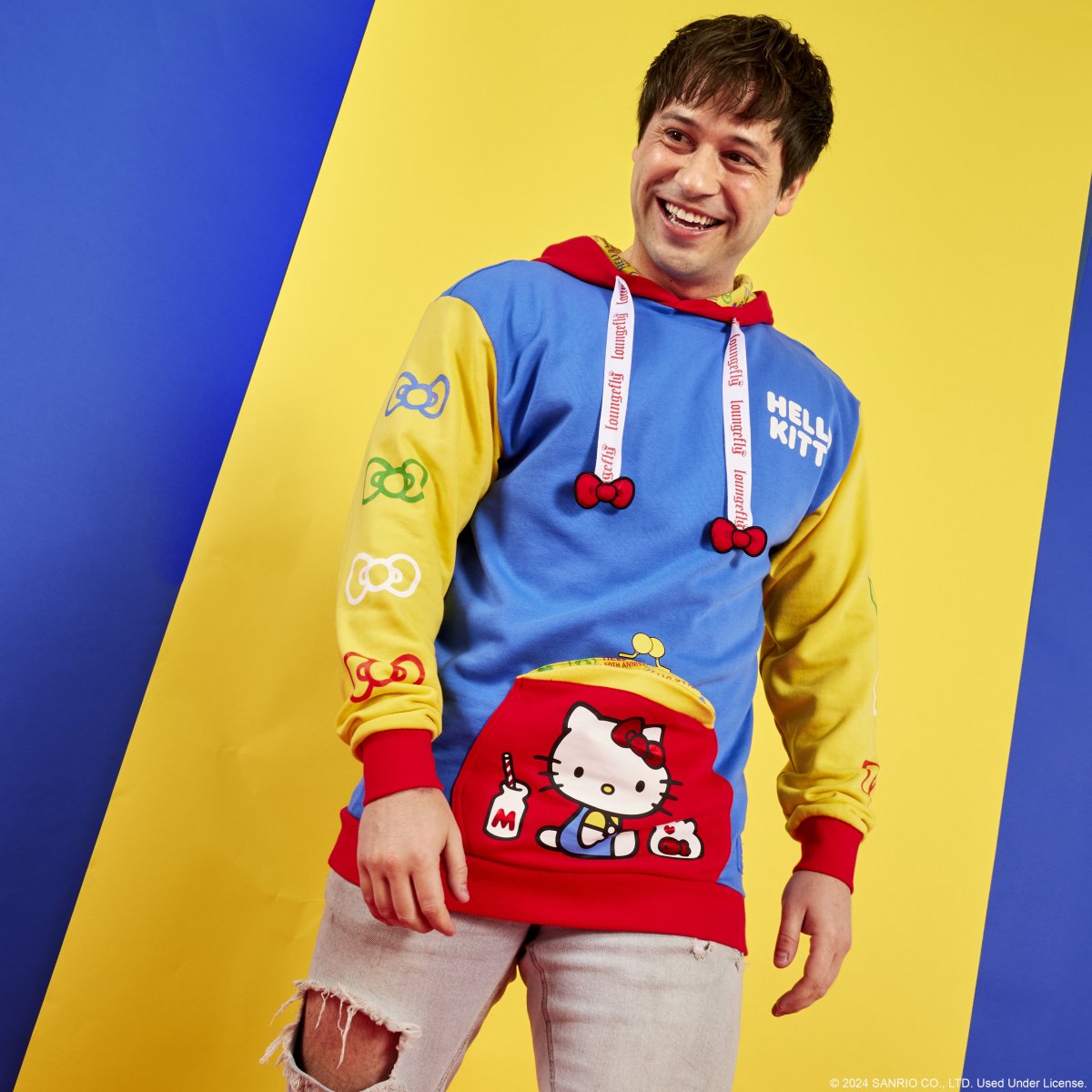 Sanrio Hello Kitty 50th Anniversary Color Block Unisex Hoodie - Figurine Apparel Sanrio - vue 2