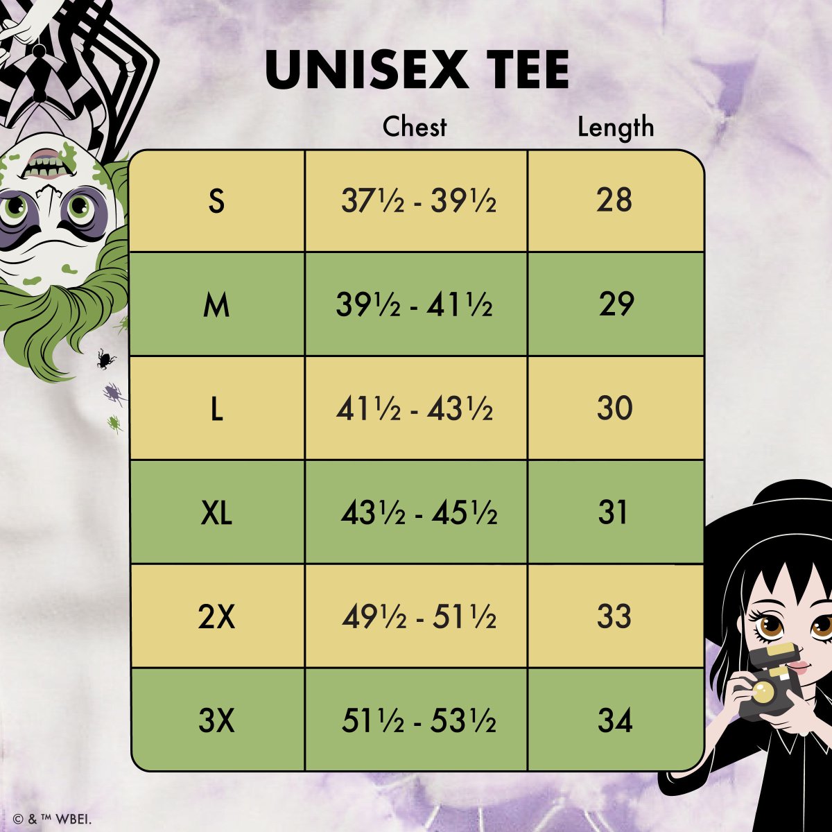 Beetlejuice & Lydia Deetz Reversible Tie-Dye Unisex Tee - Figurine Apparel Beetlejuice - vue 4