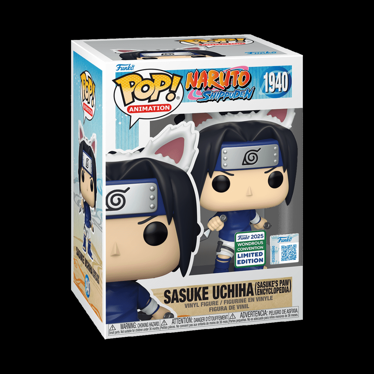 Pop! Sasuke Uchiha (Sasuke's Paw Encyclopedia) with Pop! Protector - Figurine Pop! Naruto - vue 2