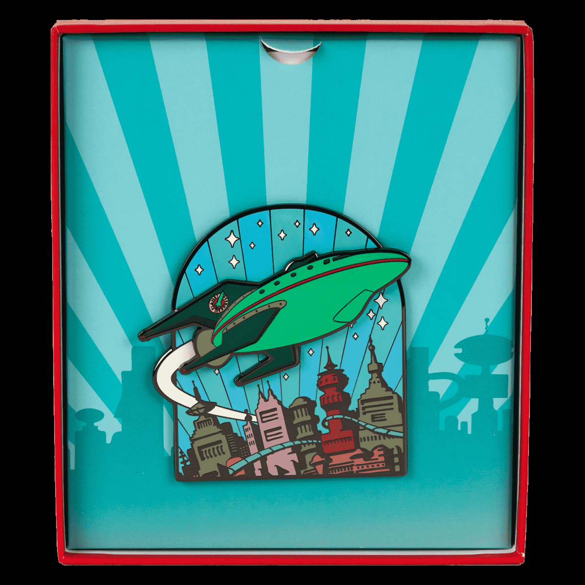 WonderCon Limited Edition Futurama Planet Express Glow 3" Collector Box Sliding Pin - Figurine Pins Futurama - vue 2