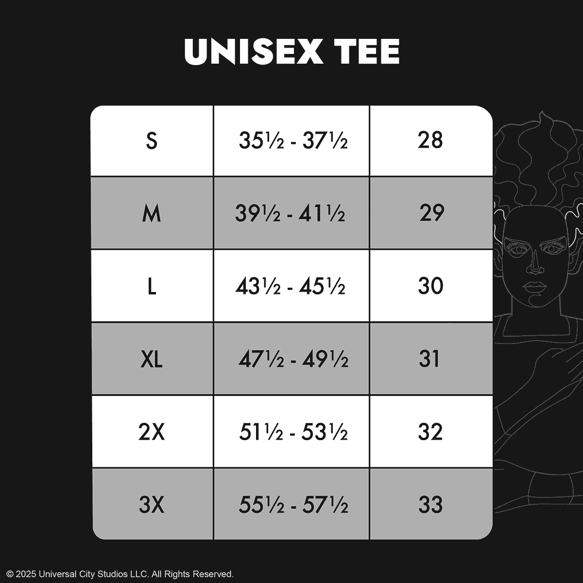 Universal Monsters The Bride Of Frankenstein Unisex Tee - Figurine Apparel Universal Monsters - vue 4