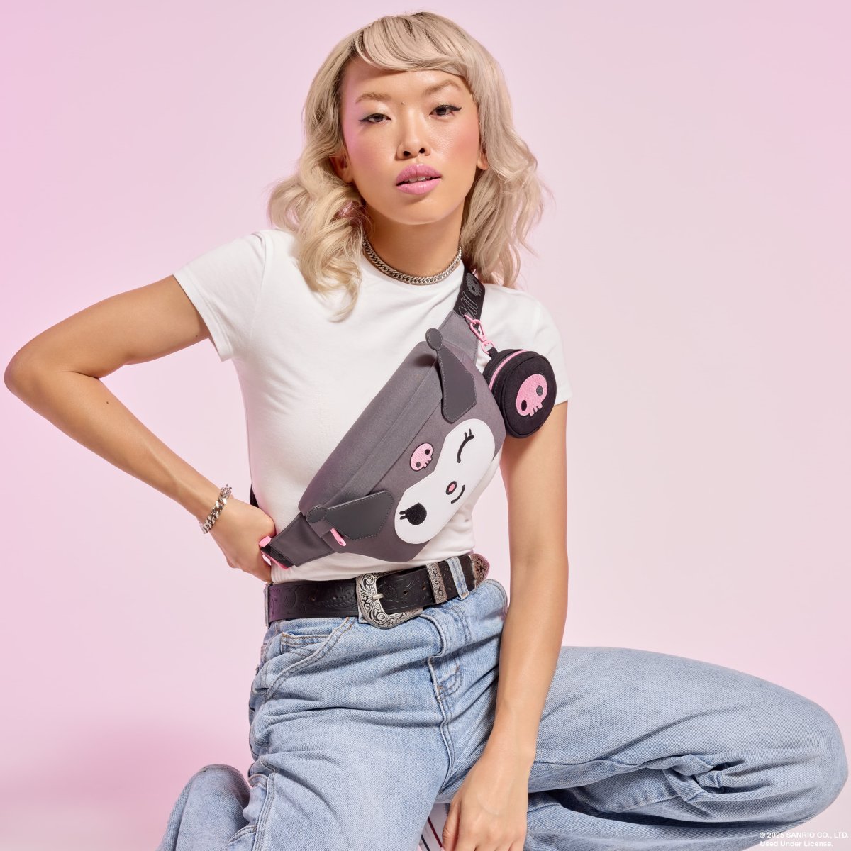 Sanrio Kuromi Cosplay Convertible Nylon Belt Bag with Coin Bag - Figurine Bags Sanrio - vue 2