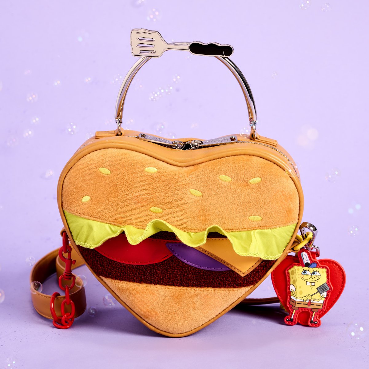 SpongeBob SquarePants Krabby Patty Plush Heart Figural Crossbody Bag - Figurine Bags Nickelodeon - vue 2