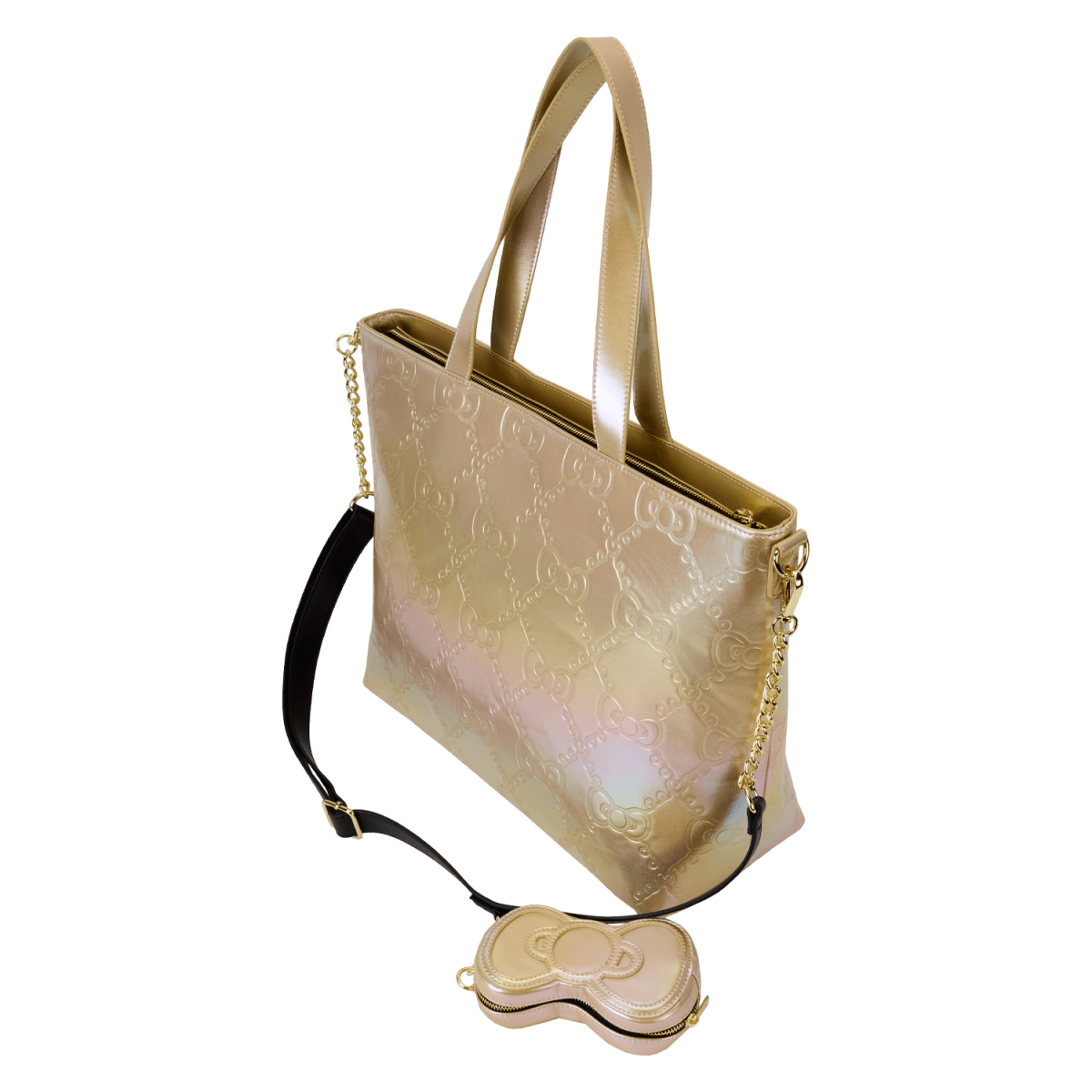 Sanrio Hello Kitty 50th Anniversary Metallic Gold Tote Crossbody Bag With Coin Bag - Figurine Bags Sanrio - vue 4
