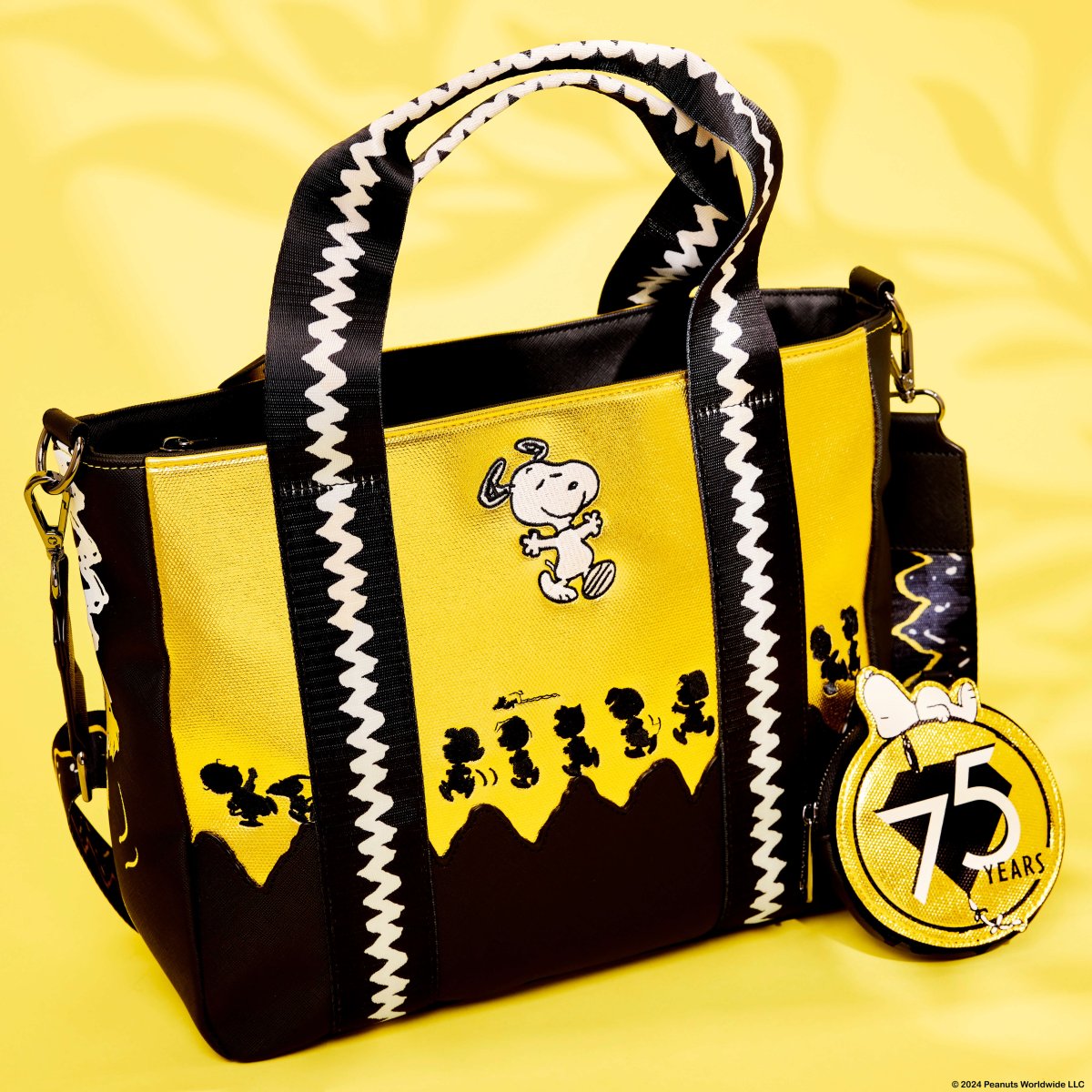 Peanuts 75th Anniversary Snoopy & Gang Tote Crossbody Bag With Coin Bag - Figurine Bags Peanuts - vue 2