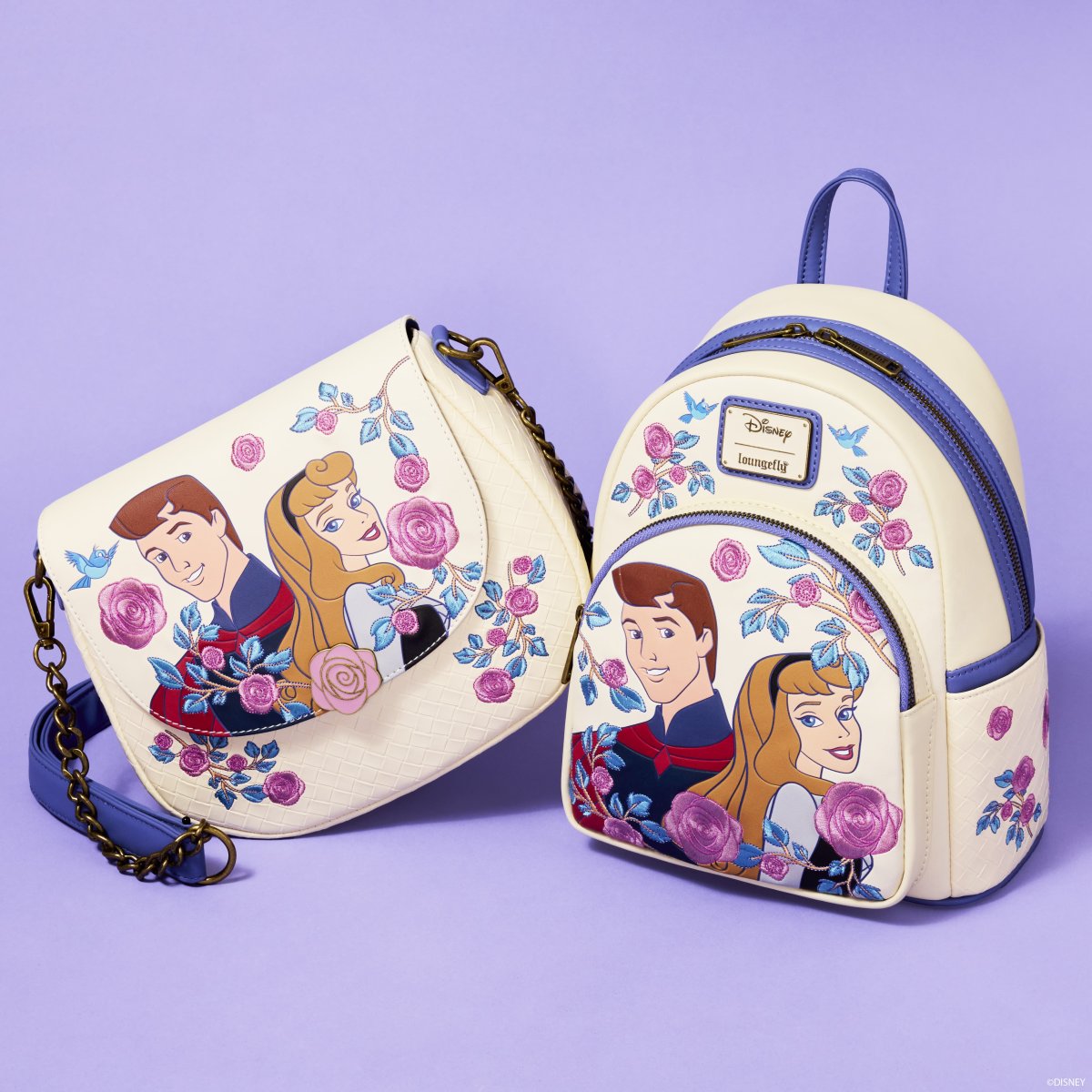 Sleeping Beauty Princess Aurora & Prince Phillip Floral Crossbody Bag - Figurine Bags Disney - vue 3