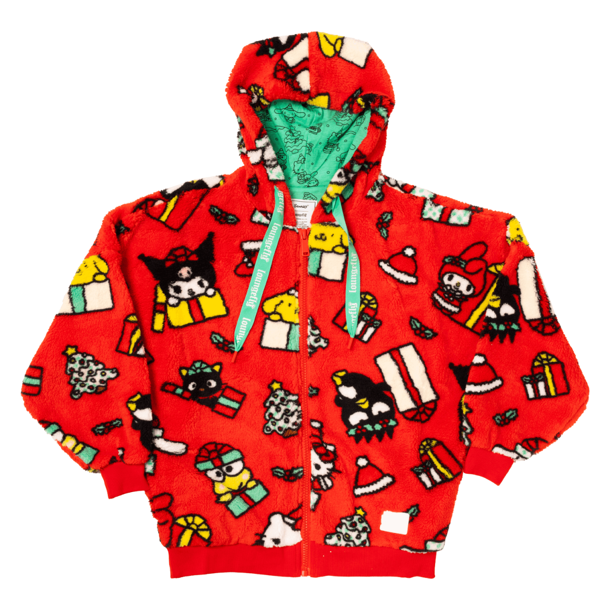 Sanrio Hello Kitty & Friends Holiday Sherpa Zip Up Unisex Hoodie - Figurine Apparel Sanrio - vue 3